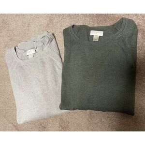 2 Loft Outlet Womens Medium Tan Green Sweaters Long Sleeve